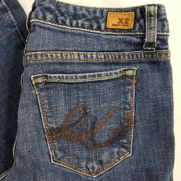 X2 Womens Jeans Size 6 Long Slim W10 Low Rise Boot Cut Dark Wash Stretch - Picture 7 of 11